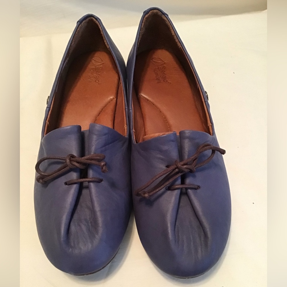 Sergio Tomani Tuka blue leather slip on shoes . New condition
